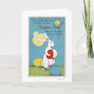 Cartão De Festividades Easter GreetingEaster Bunny Holding Eggs