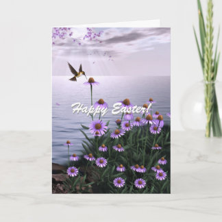 Cartão De Festividades Easter Hummingbird Flowers Card