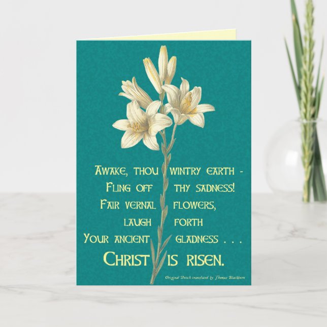 Cartão De Festividades Easter Lily with Blackburn quote (Frente)