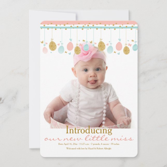 Cartão De Festividades Easter Mobile Photo Birth Announcement (Frente)