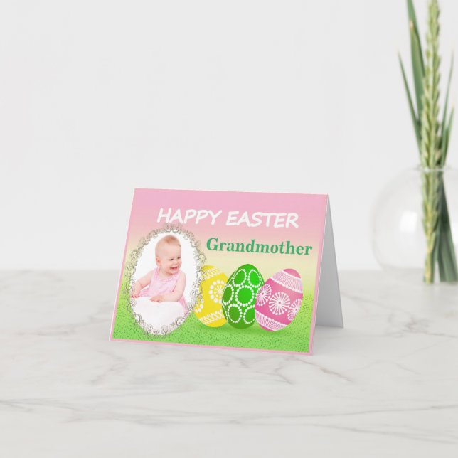 Cartão De Festividades Easter Photo Card for Grandparent (Frente)