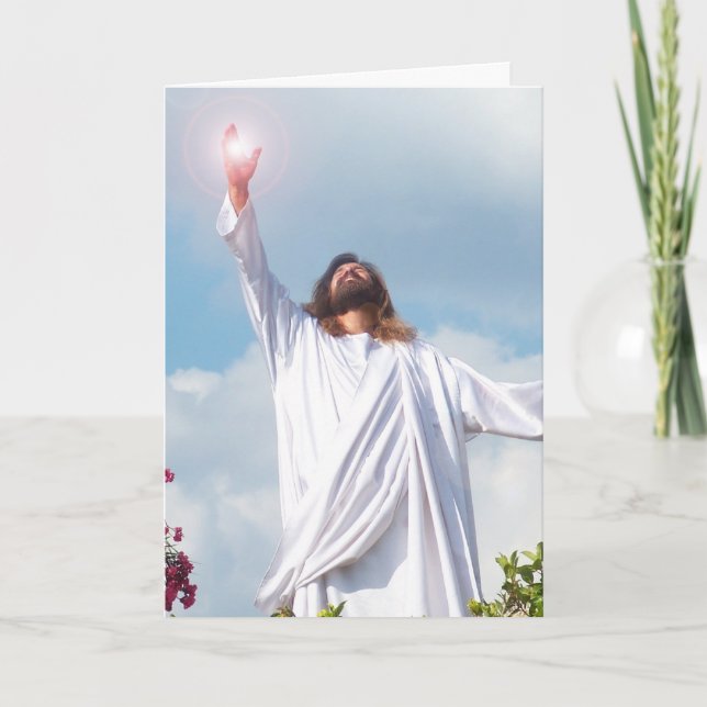 Cartão De Festividades Easter Ressurected God Jesus Christ Greeting Card (Frente)