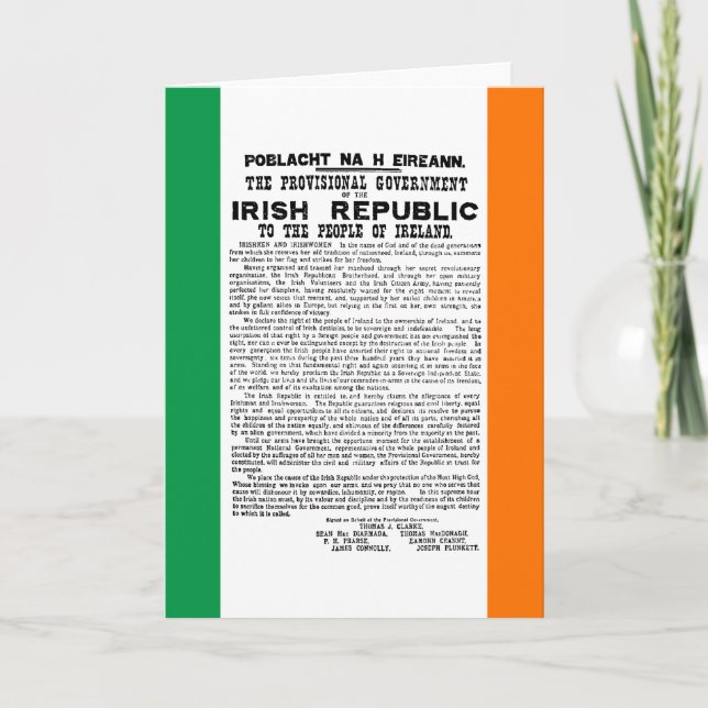 Cartão De Festividades Easter Rising Proclamation of the Irish Republic (Frente)
