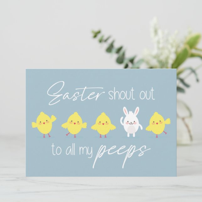 Cartão De Festividades "Easter shout out to all my peeps" fun elegant (Em pé/Frente)