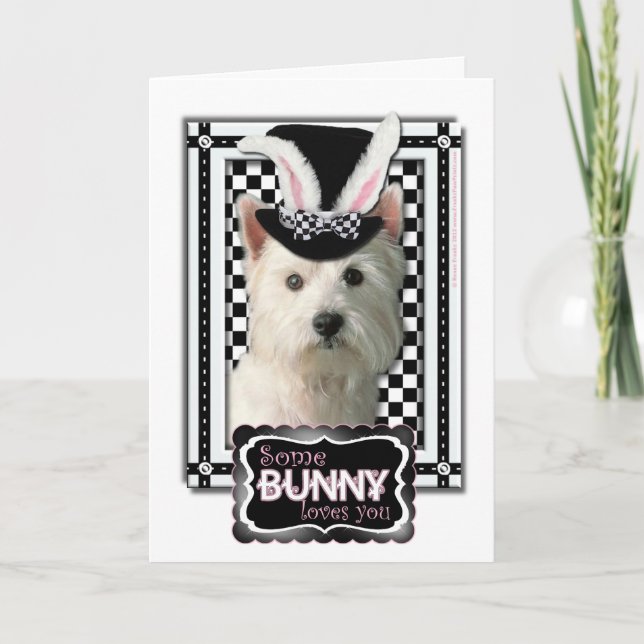 Cartão De Festividades Easter - Some Bunny Loves You - Westie (Frente)