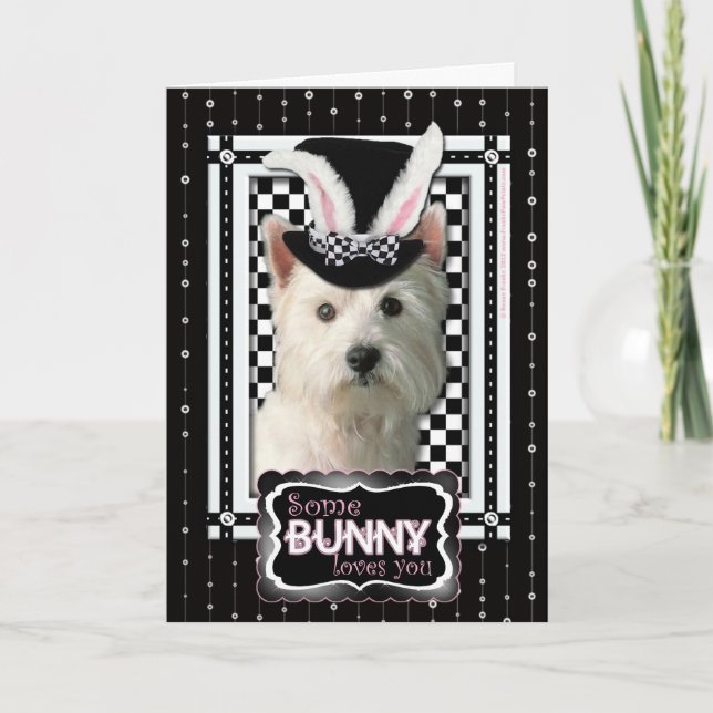 Cartão De Festividades Easter - Some Bunny Loves You - Westie (Frente)