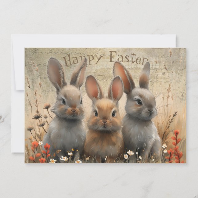 Cartão De Festividades Easter Spring Bunny (Frente)