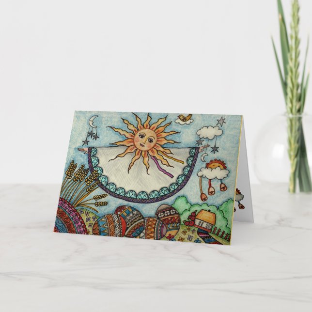Cartão De Festividades Easter Sunrise Ukrainian Folk Art (Frente)