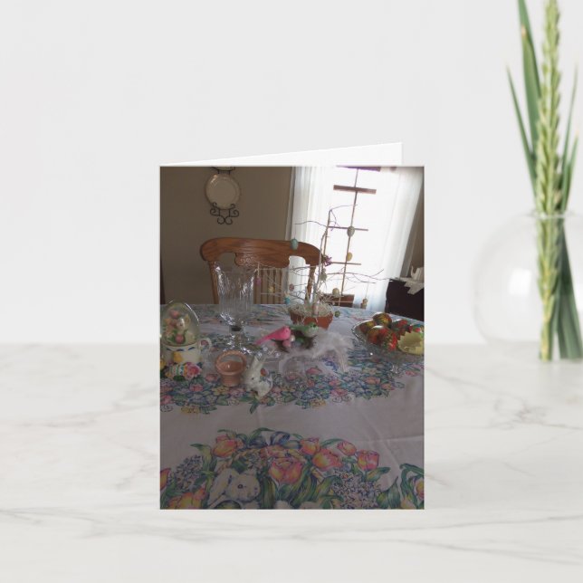 Cartão De Festividades Easter Table Setting, Blessings (Frente)