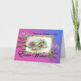 Cartão De Festividades Easter Wishes for Mother-in-Law, Antique P'card