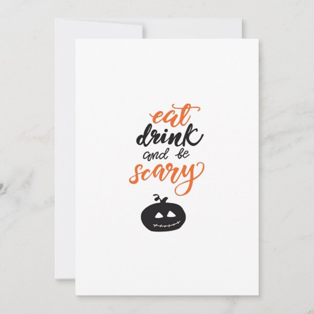 Cartão De Festividades Eat Drink And Be Scary Funny Halloween (Frente)