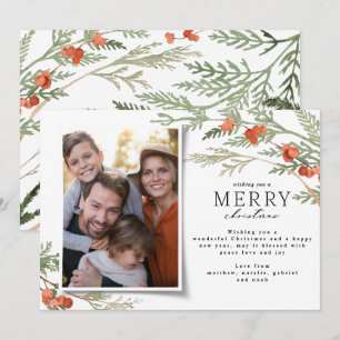 Cartão De Festividades Ecalyptus elegante de Natal, com fotografia mínim
