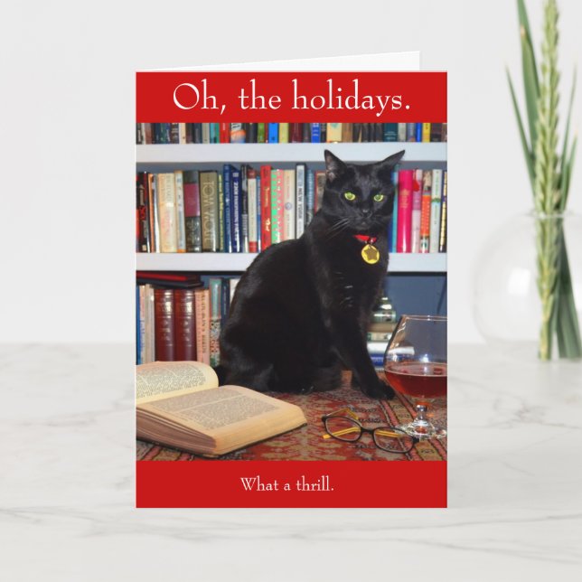 Cartão De Festividades Edgar Allan Kittycat Christmas Card (Frente)