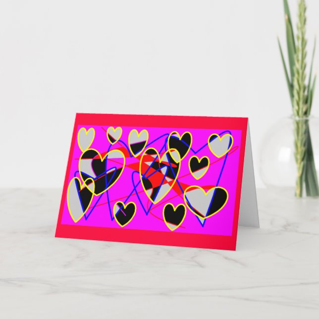 Cartão De Festividades Edgy Hearts (Frente)