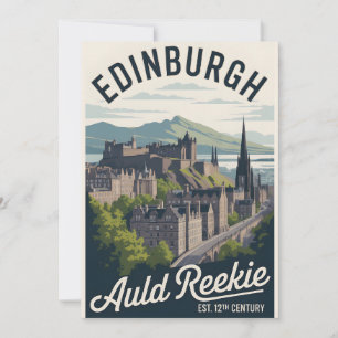 Cartão De Festividades Edifício de Edimburgo Escócia Estilo Retro Citysca