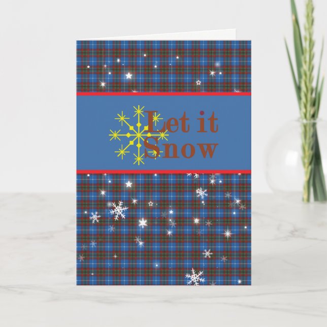 Cartão De Festividades Edinburgh Scottish Tartan Let It Snow (Frente)