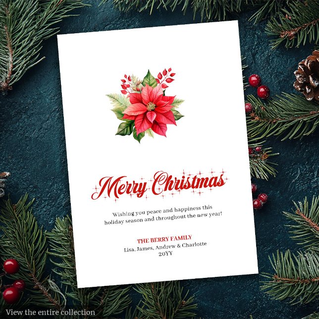 Cartão De Festividades Editable Christmas Flowers Classic Greeting Card (Editable Christmas Flowers Classic Greeting Card

)