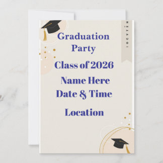 Cartão De Festividades Editable Graduation Invitation 7x5 – Minimal Horiz