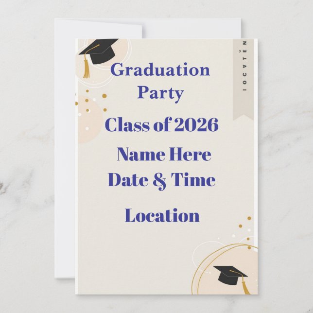 Cartão De Festividades Editable Graduation Invitation 7x5 – Minimal Horiz (Frente)
