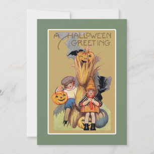 Cartão De Festividades Editável Divertido Vintage Halloween