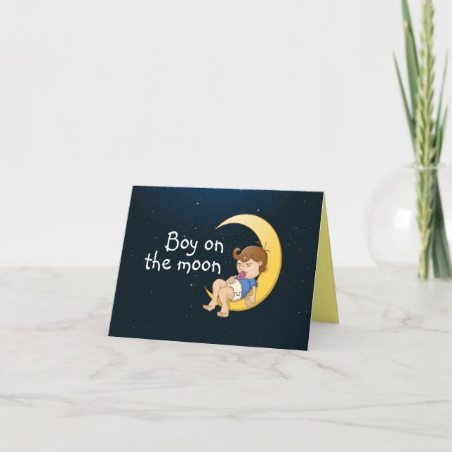 Cartão De Festividades Een jongen slapend op de maan  (Frente)