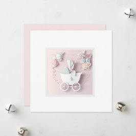 Cartão De Festividades Efeito 3d Rosa Menino