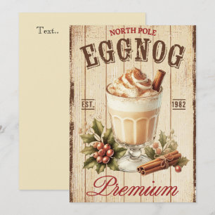 Cartão De Festividades Eggnog vintage rústico Polo Norte Est 1982