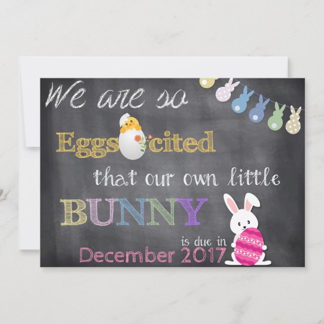 Cartão De Festividades Eggscited Easter Pregnancy Reveal Announcement (Frente)