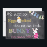Cartão De Festividades Eggscited Easter Pregnancy Reveal Announcement<br><div class="desc">We are so "Eggscited" that our own little Bunny is due in XXX
Cute and perfect way announcing to family and friends that your little one is on the way around Easter and spring time!</div>