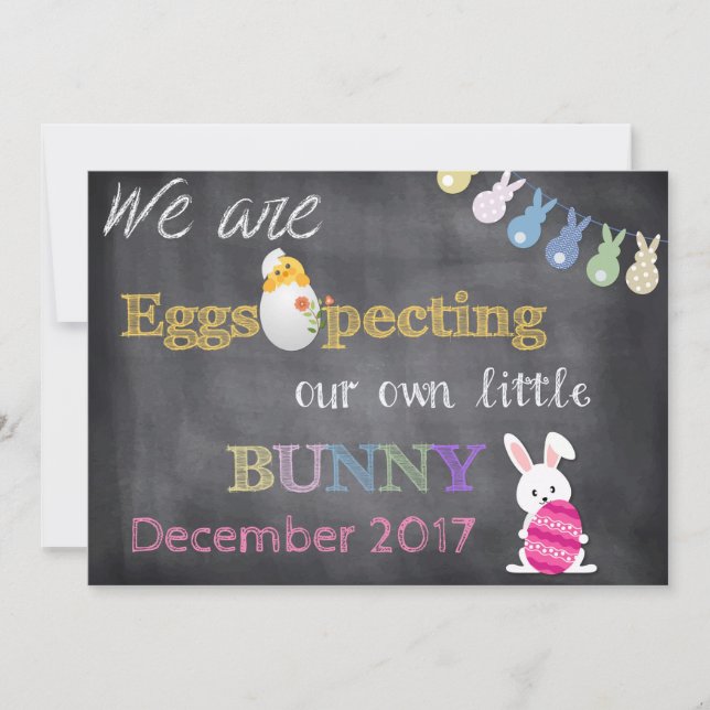 Cartão De Festividades Eggspecting Easter Pregnancy Reveal Announcement (Frente)