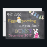 Cartão De Festividades Eggspecting Easter Pregnancy Reveal Announcement<br><div class="desc">We are "Eggspectomg" our own little Bunny XXX
Cute and perfect way announcing to family and friends that your little one is on the way around Easter and spring time!</div>