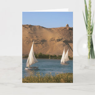 Cartão De Festividades Egito, Aswan, Nile River, embarcações de navegação