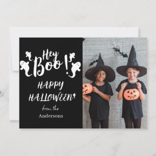 Cartão De Festividades Ei, Boo! Foto da Família Spooky Halloween