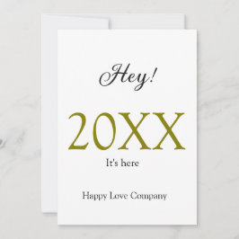 Cartão De Festividades Ei, é ano novo adicionar ano dourado preto simples