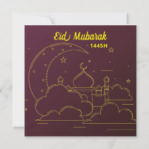 Cartão De Festividades Eid Mubarak 1445 Hijriah Line art
