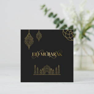 Cartão De Festividades Eid Mubarak 2026- Caligrafia Dourada