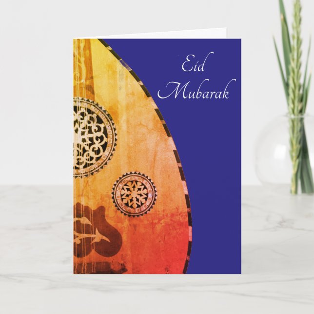 Cartão De Festividades Eid Mubarak Egyptian Oud Greeting Card (Frente)