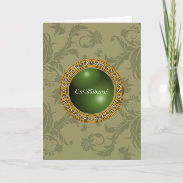 Cartão De Festividades Eid Mubarak Floral (Frente)