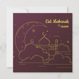 Cartão De Festividades Eid Mubarak Line art