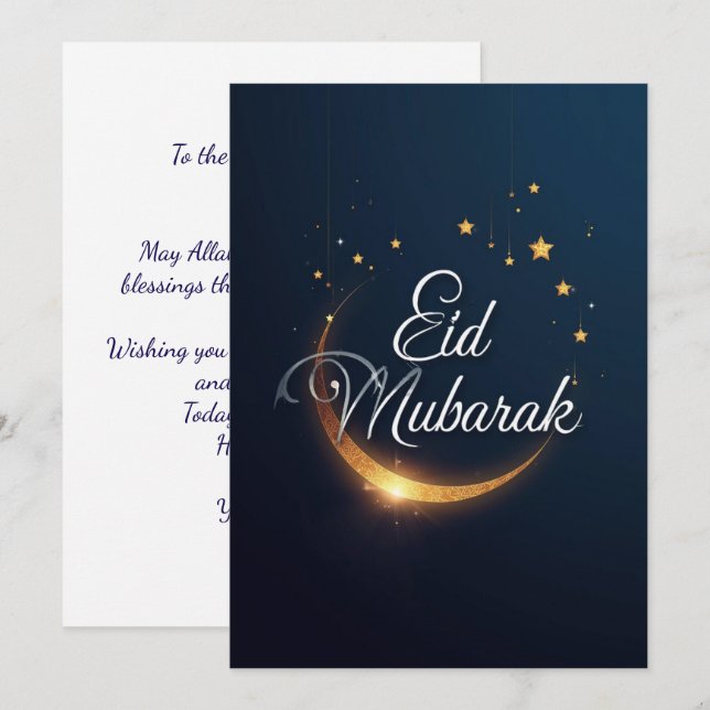 Cartão De Festividades Eid Mubarak Personalizado (Frente/Verso)