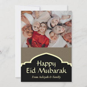 Cartão De Festividades Eid Mubarak Ramadan Elegante Foto Dourada