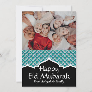Cartão De Festividades Eid Mubarak Ramadan Elegante Foto Dourada