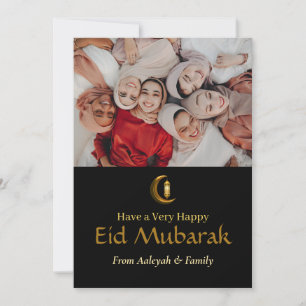 Cartão De Festividades Eid Mubarak Ramadan Foto Elegante Dourada