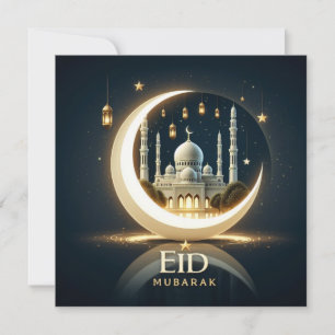 Cartão De Festividades Eid Mubarak Ramadan Saudação Personalizável