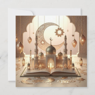 Cartão De Festividades Eid Mubarak Ramadan Saudação Personalizável