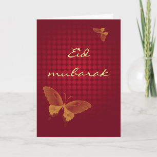 Cartão De Festividades Eid mubarak - red butterly greeting card
