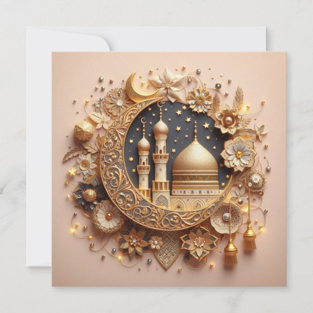Cartão De Festividades Eid Mubarak Saudação Personalizável do Ramadan (Frente)