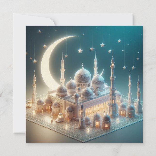 Cartão De Festividades Eid Mubarak Saudações Personalizáveis Texto (Frente)