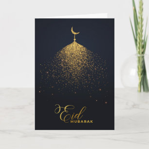 Cartão De Festividades Eid Mubarak Sparkle Glitter Mosque Greeting Card