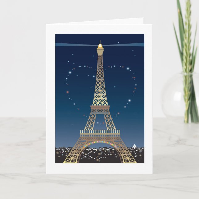 Cartão De Festividades Eiffel Tower Valentine greeting card (Frente)
